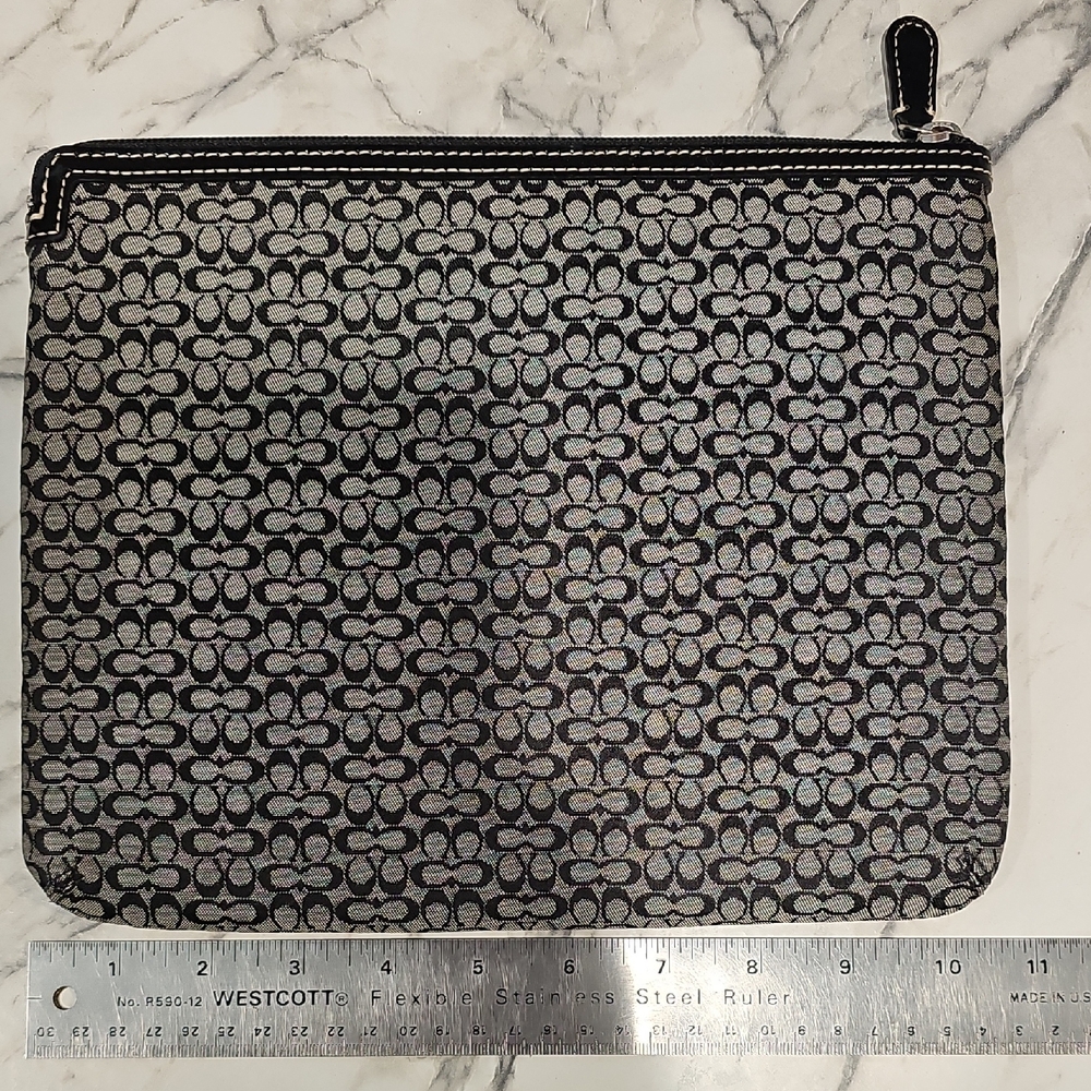 Stylish Black and Gray Patterned Coach Pouch